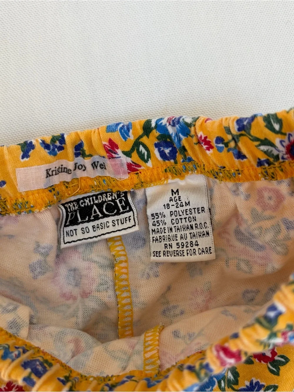 VTG Children’s Place Girl Floral Leggings Yellow Cottage 90s 18-24 Month Stirrup